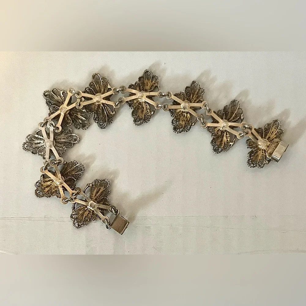 Vtg UnoAerre Italian 925 Sterling Gold Vermeil Butterfly Bracelet 21.65g